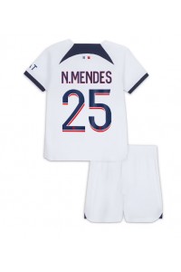 Fotbalové Dres Paris Saint-Germain Nuno Mendes #25 Dětské Venkovní Oblečení 2023-24 Krátký Rukáv (+ trenýrky)